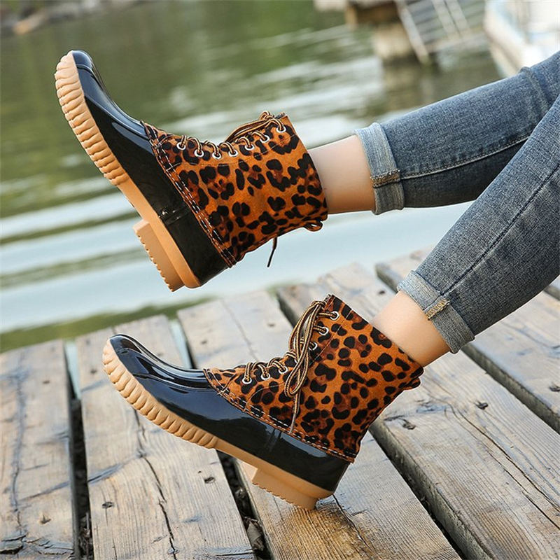 Waterproof Slip On Duck Booties Two Tone Chelsea Ankle Boots