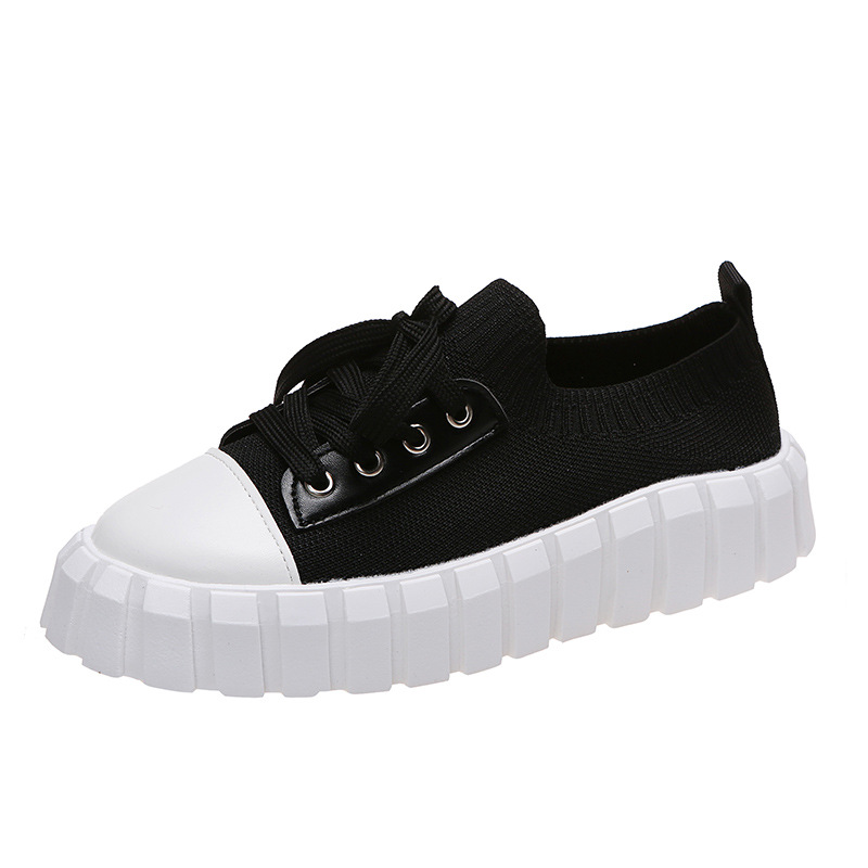 Round-toe Woven Upper Lace-up Sneakers