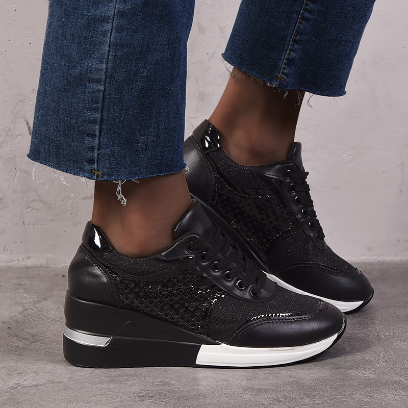 Ladies Round Toe Perforated Breathable Sneakers