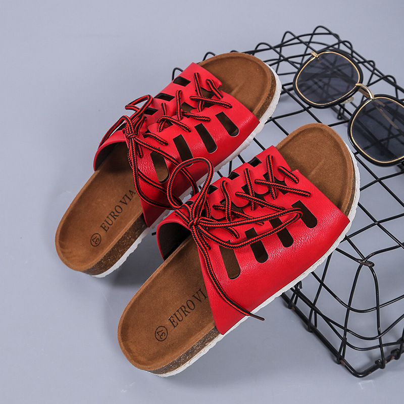 Beach Flat Lace-Up Slippers