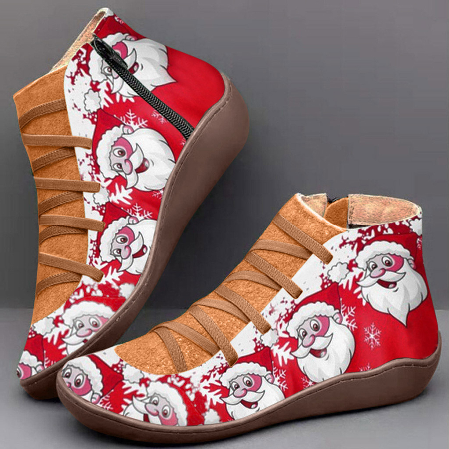 Cartoon Color Block  Round Toe Boots
