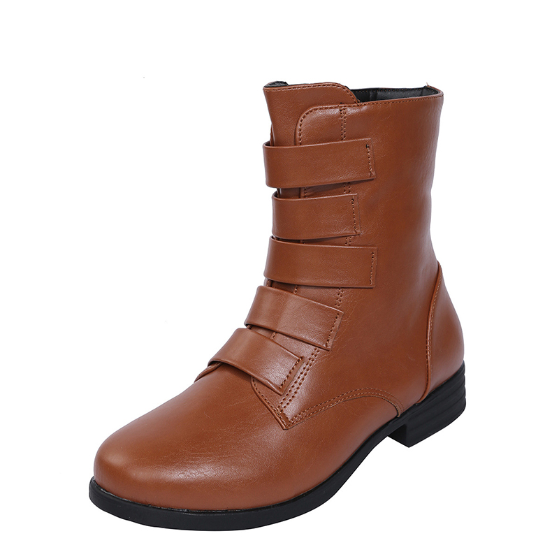 Autumn And Winter Fashion Mid-tube Round Toe Boots