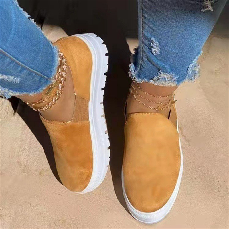Ladies Stylish Round Toe Suede Sneakers