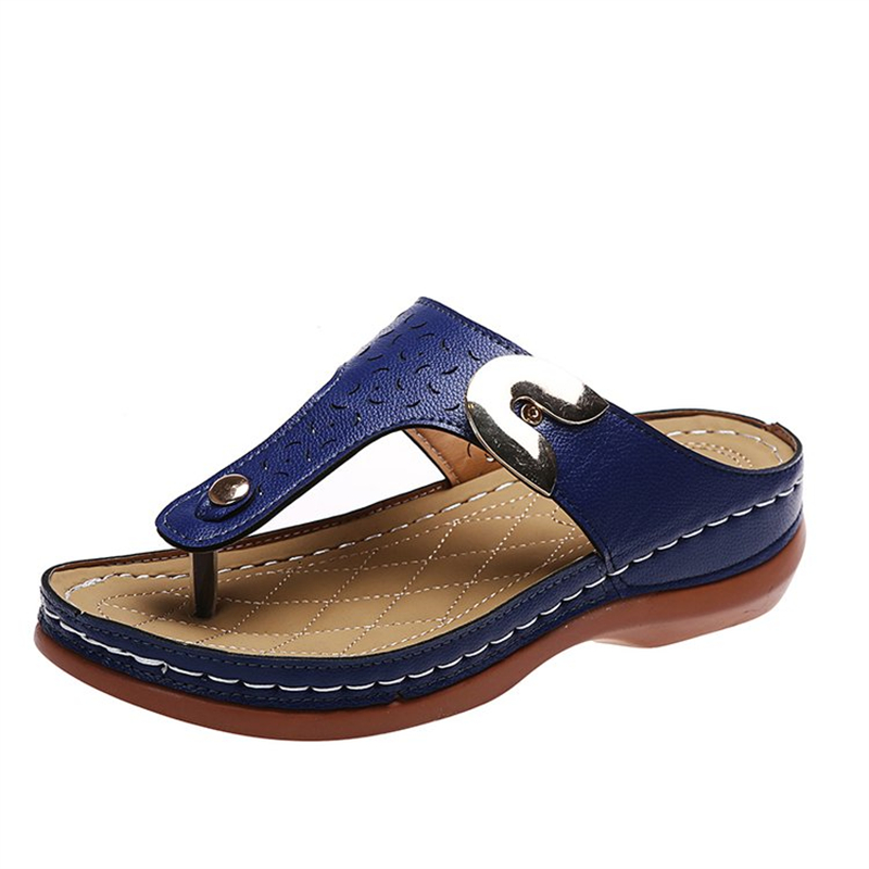 Women's Retro Round T-strap Beach Slippers