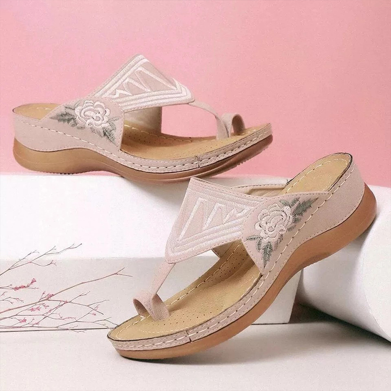 Women's embroidered comfortable wedge sandals
