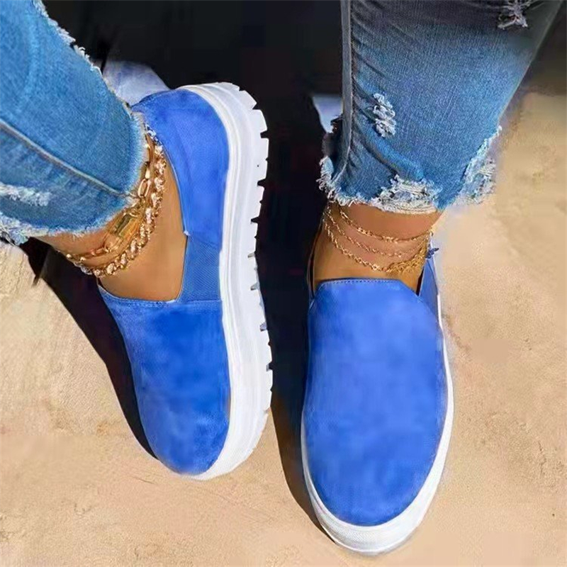 Ladies Stylish Round Toe Suede Sneakers