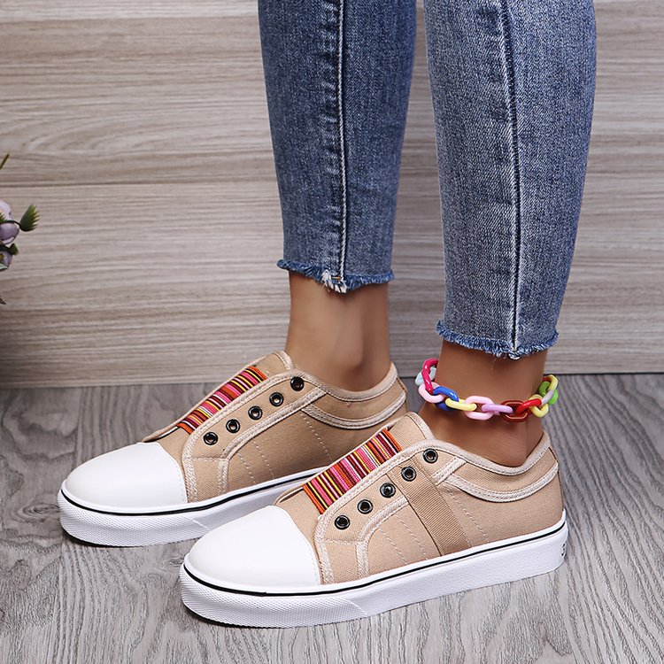 Ladies Retro Round Toe Ethnic Style Elastic Band Casual Shoes