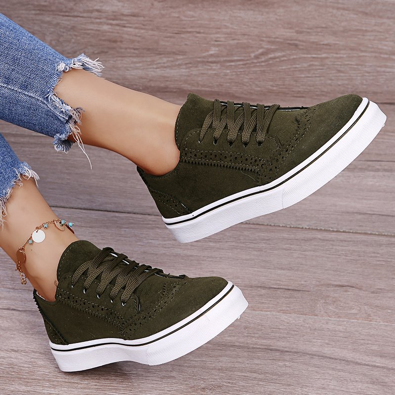 Solid Color Lace Up Fashion Casual Shoes