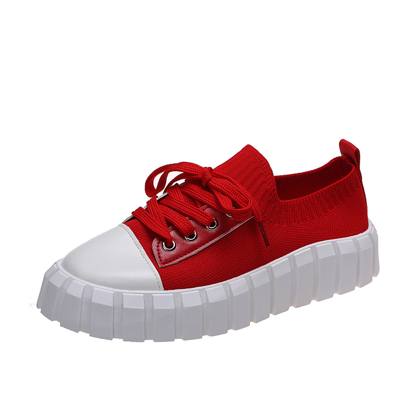 Round-toe Woven Upper Lace-up Sneakers