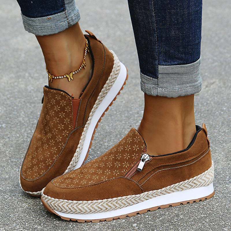 Round Toe Low Top Fashion Casual Side Zipper Flats