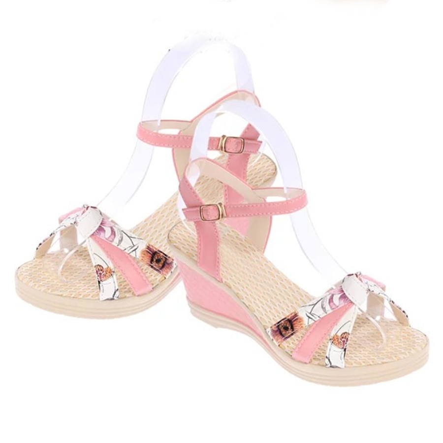 Floral  High Heeled  Ankle Strap  Peep Toe  Date Office Wedge Sandals