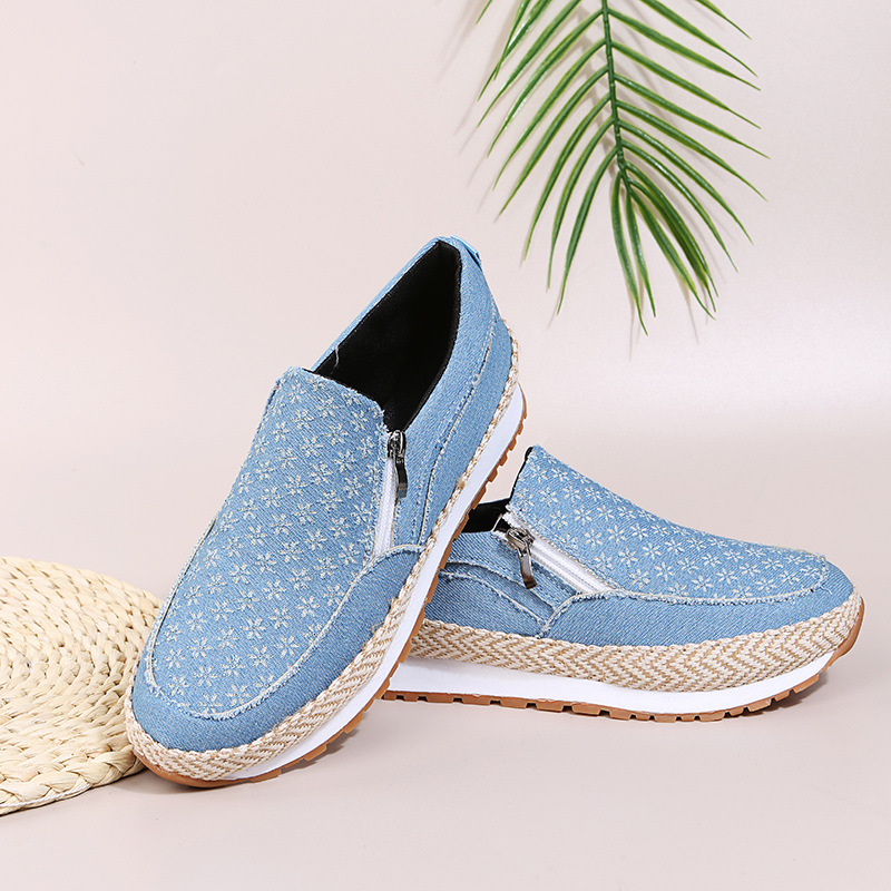 Round Toe Low Top Fashion Casual Side Zipper Flats