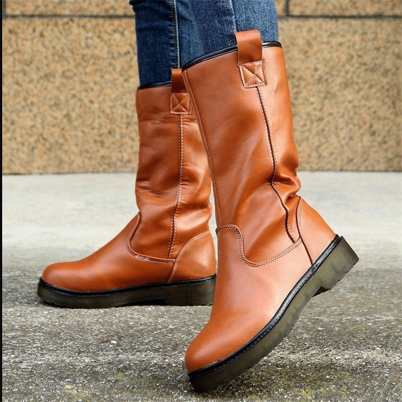Ladies Retro Round Head Lamb Wool Snow Boots