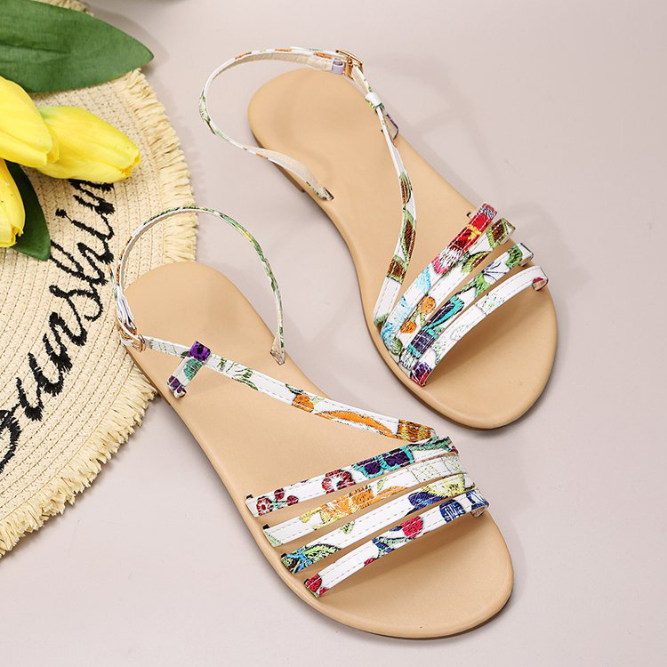 Animal-print Strappy Slip-on Leather Sandals