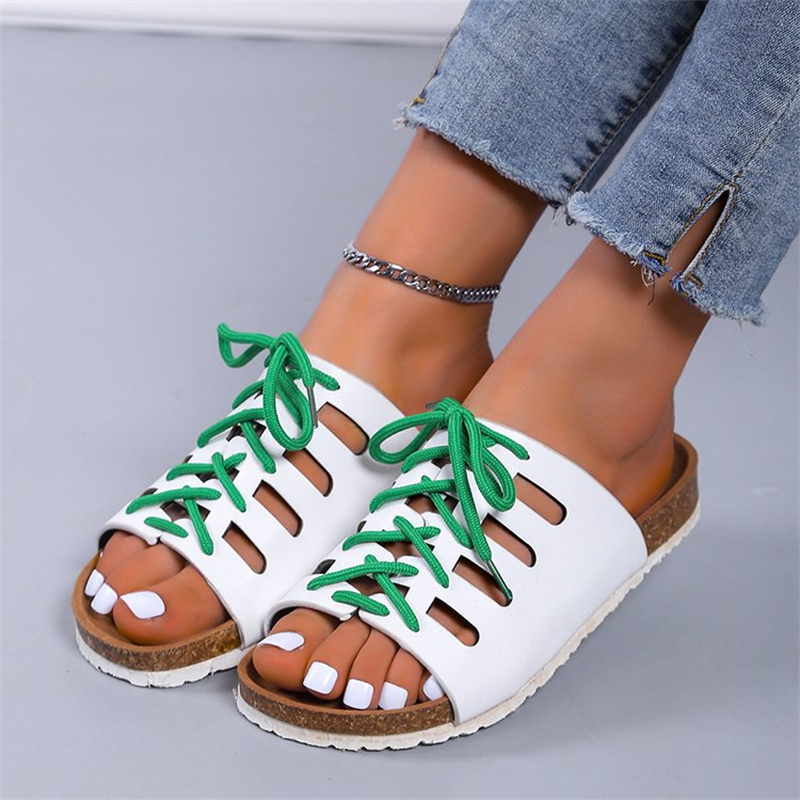 Round Toe Vintage Cutout Cork Slippers