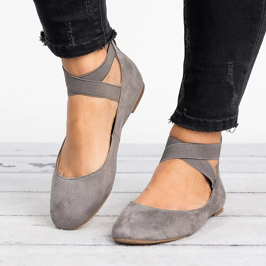 Plain  Flat  Velvet  Ankle Strap  Round Toe  Basic Date Comfort Flats