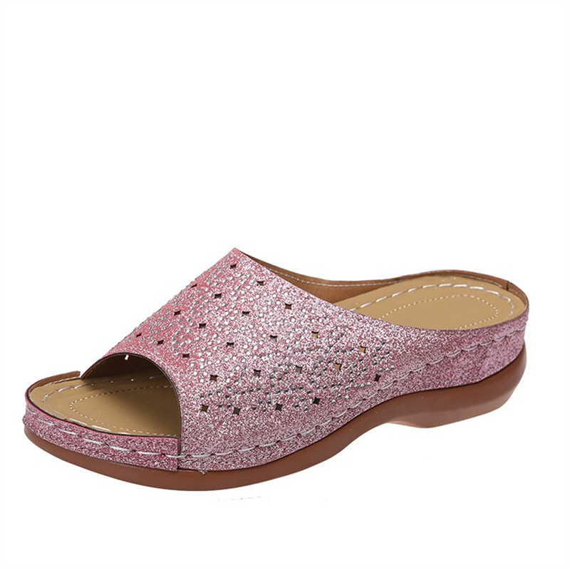 Ladies Vintage Round Toe Punch Hollow Slippers