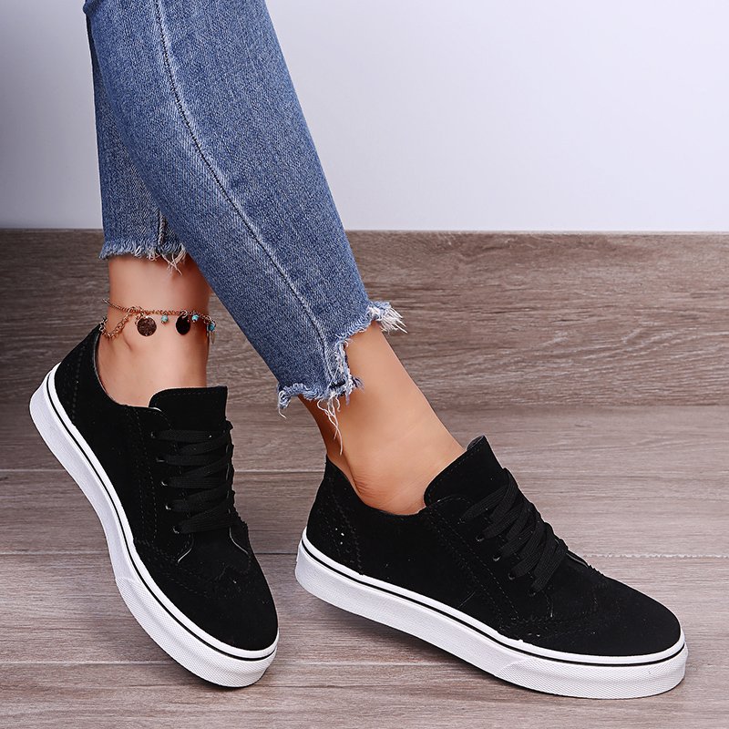 Solid Color Lace Up Fashion Casual Shoes