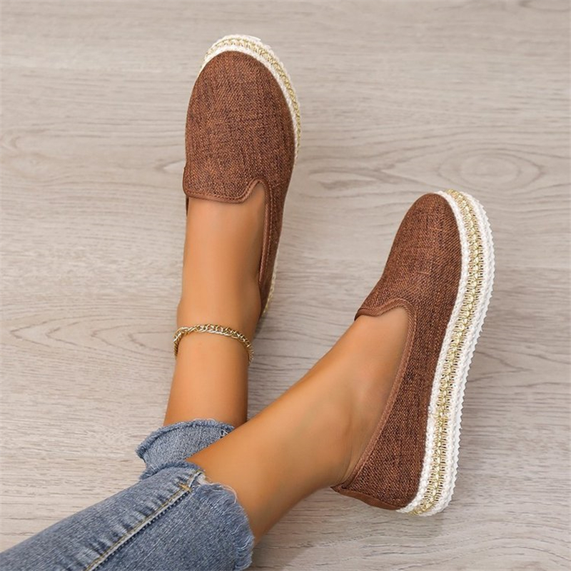 Ladies Retro Round Toe Cotton And Linen Casual Shoes
