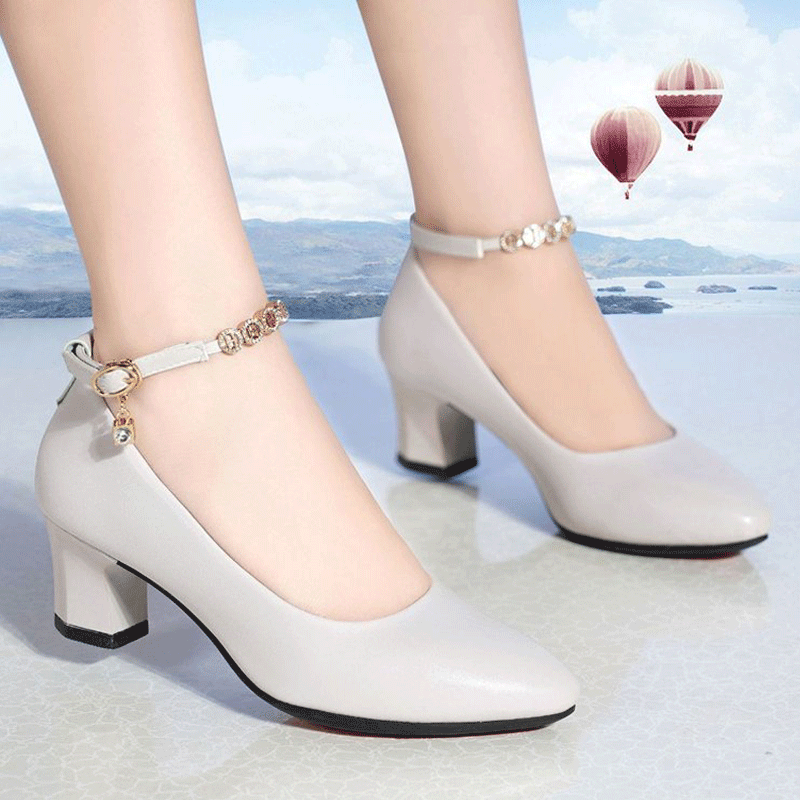 Fashion casual thick heel women's single shoes