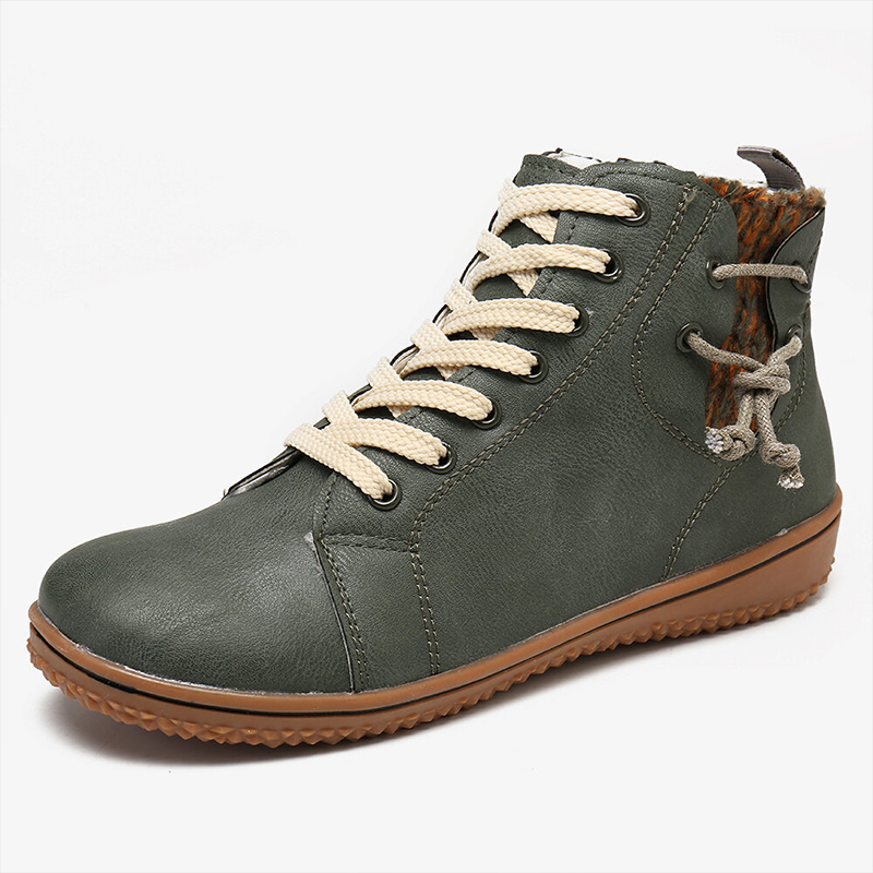 Women's casual flat-bottom lace-up ankle boots