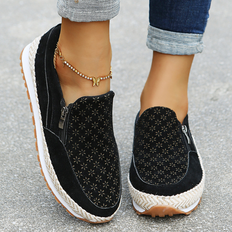 Round Toe Low Top Fashion Casual Side Zipper Flats