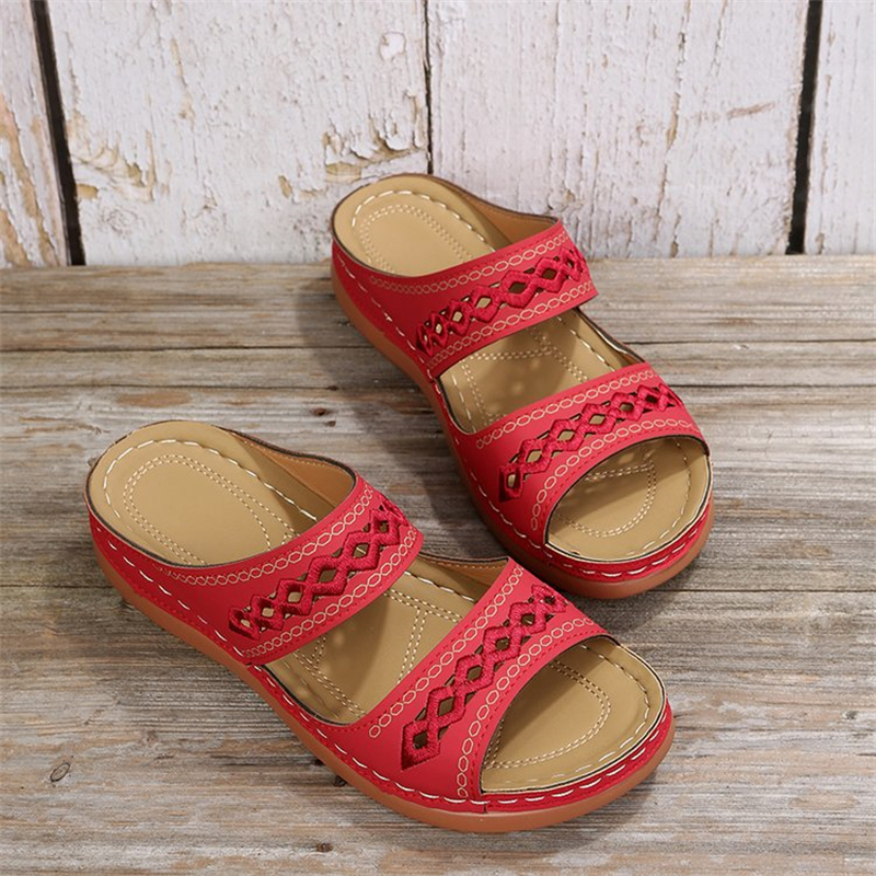 Round Head Retro Hollow Platform Slippers