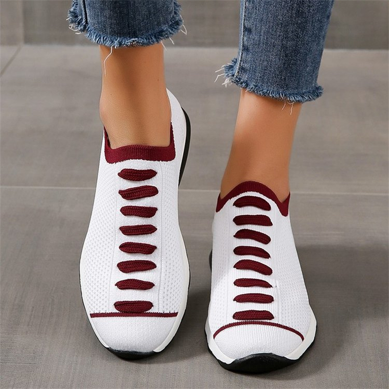 Ladies Round Toe Knit Sneakers
