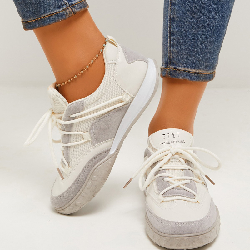 Ladies Stylish Round Toe Suede Lace-Up Sneakers