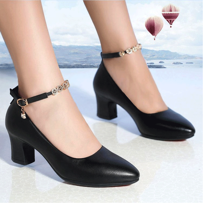 Fashion casual thick heel women's single shoes