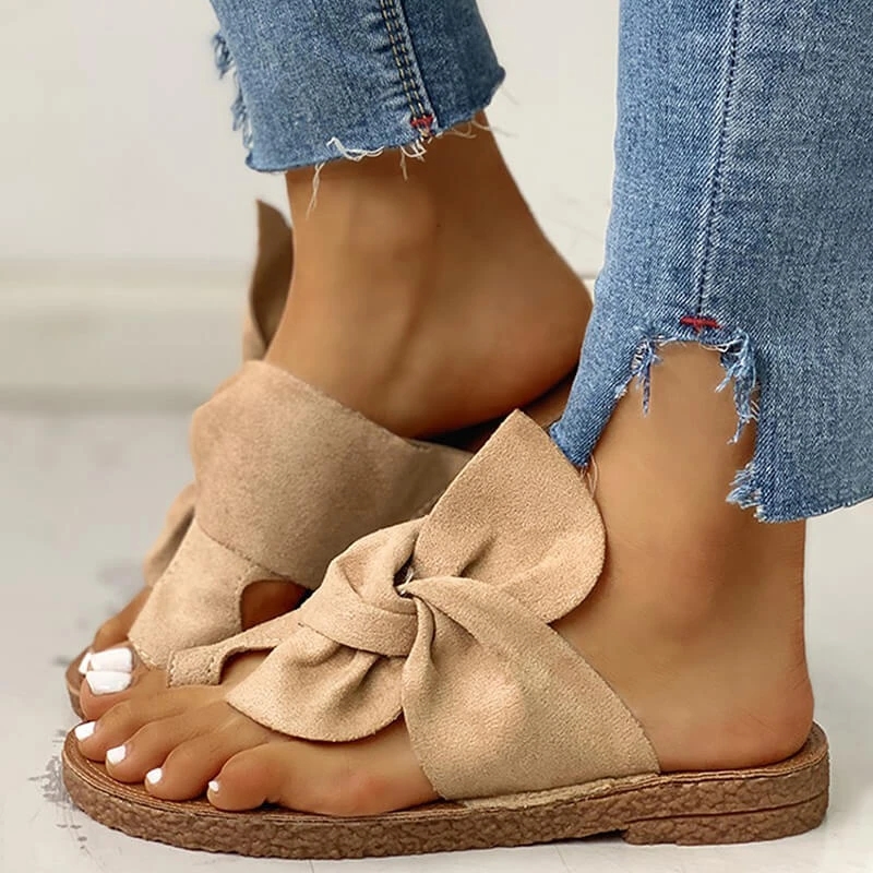 Flat non-slip bow sandals