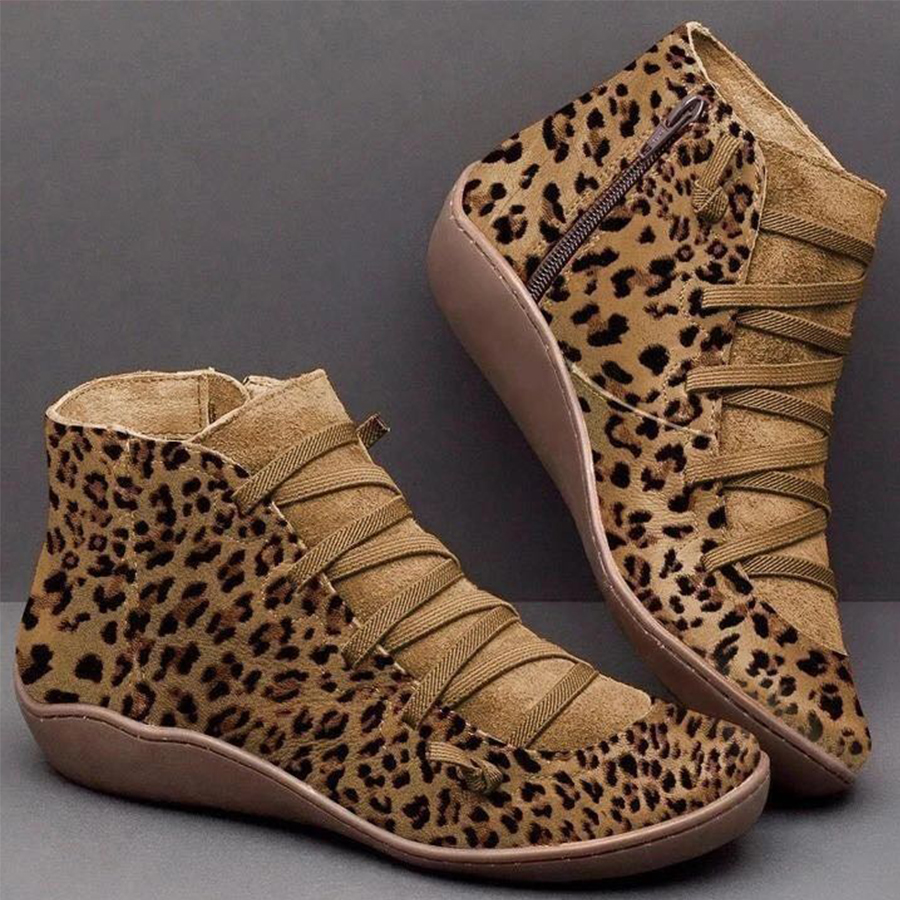 Animal Printed  Round Toe Boots