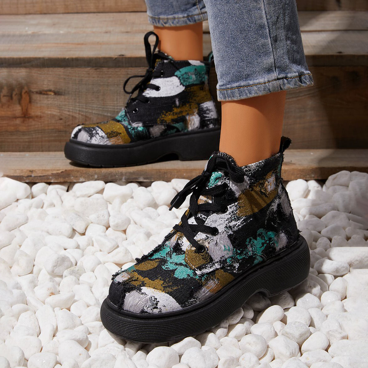 British Style Camouflage Martin Boots