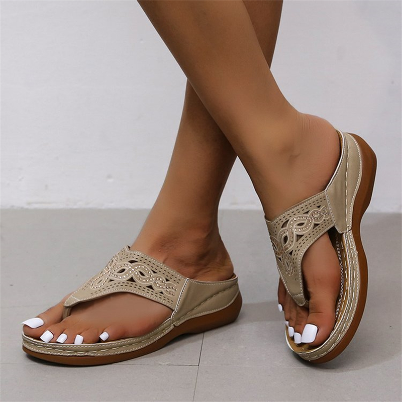 Ethnic Style Round Head Hot Brick Thick Bottom Slippers