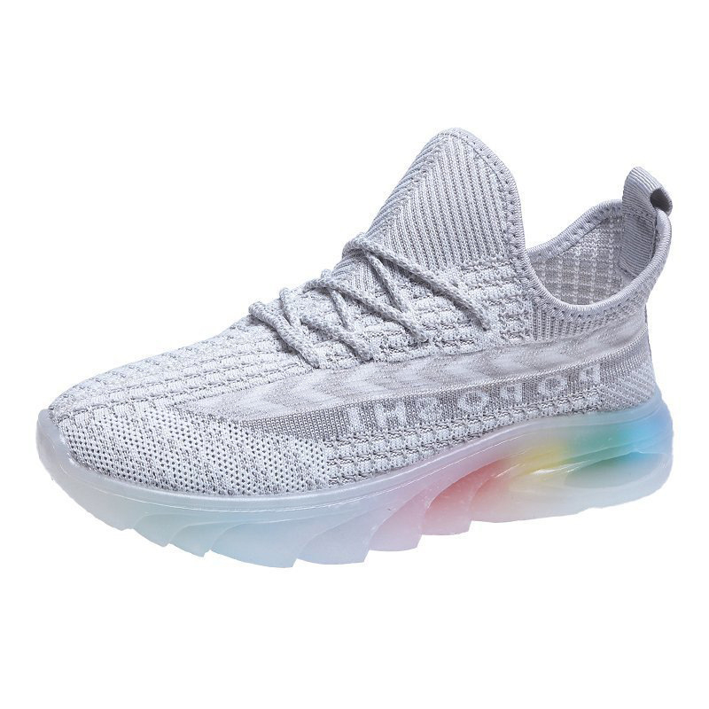 Ladies Fashion Round Toe Colorful Flyknit Sneakers