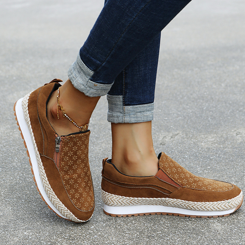Round Toe Low Top Fashion Casual Side Zipper Flats