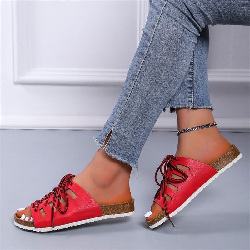 Round Toe Vintage Cutout Cork Slippers