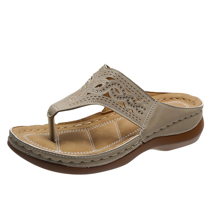 Ethnic Style Round Head Hot Brick Thick Bottom Slippers