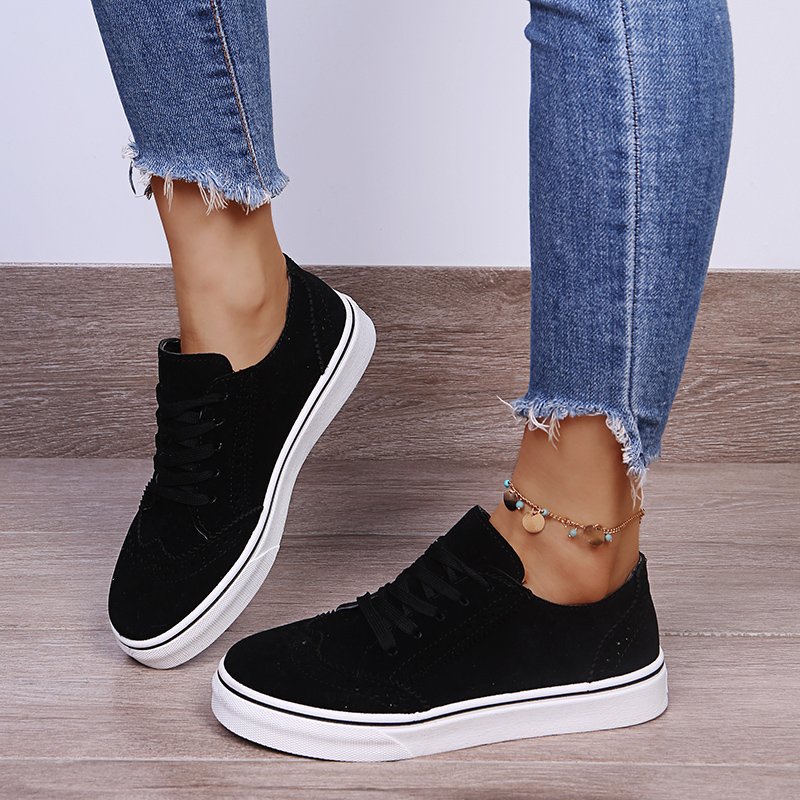 Solid Color Lace Up Fashion Casual Shoes