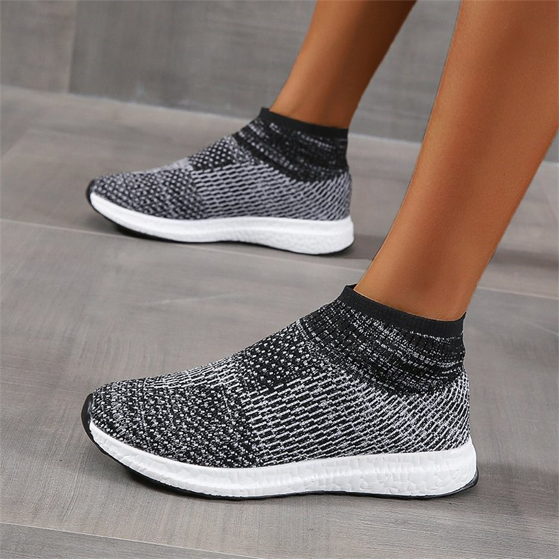 Ladies Round Toe Knit Sneakers