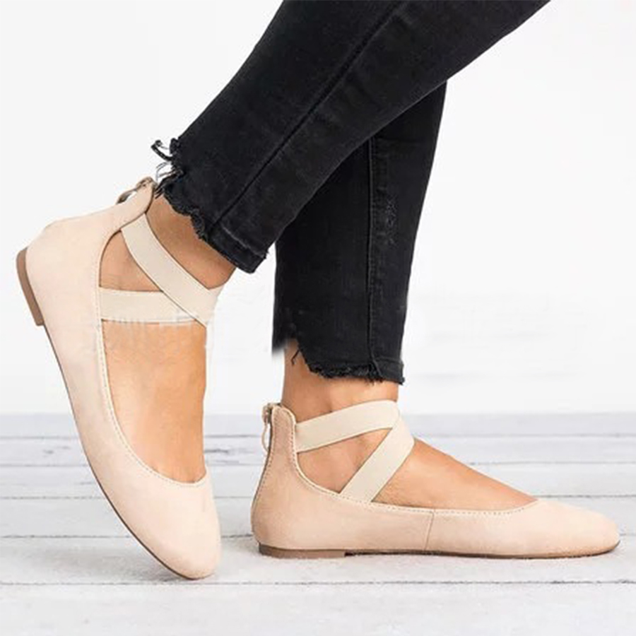 Plain  Flat  Velvet  Ankle Strap  Round Toe  Basic Date Comfort Flats