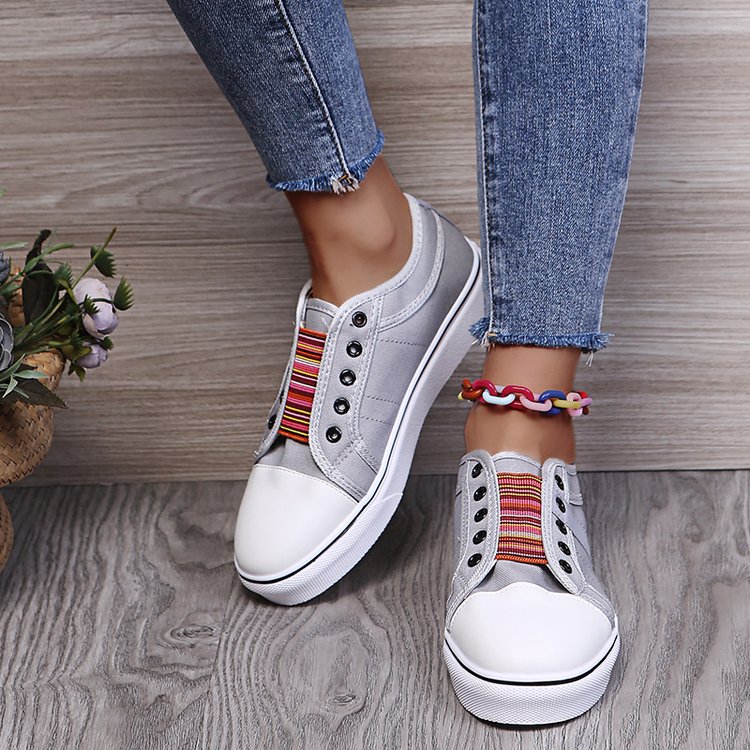 Ladies Retro Round Toe Ethnic Style Elastic Band Casual Shoes