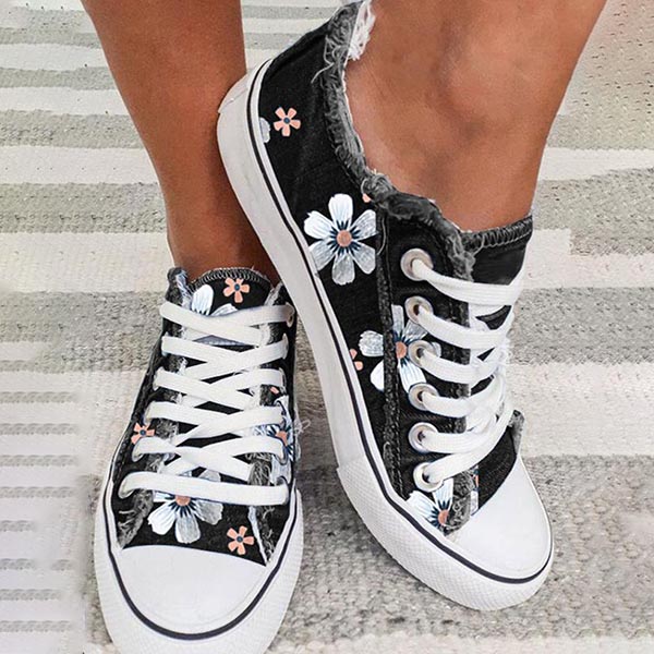 Women's Casual Fashion Floral Flat Canvas Shoes