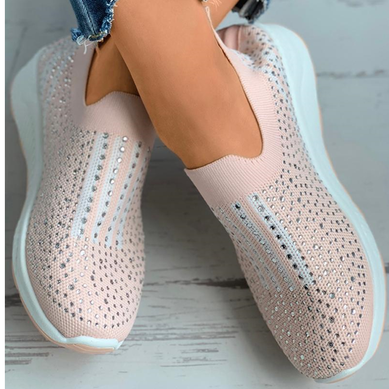 Rhinestone Colorblock Knit Wedge Sneaker