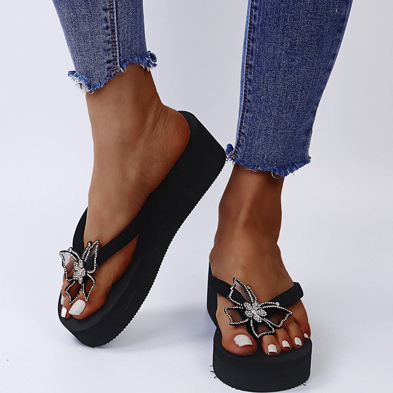 Platform Flip-Flops Butterfly Wedge Beach Sandals