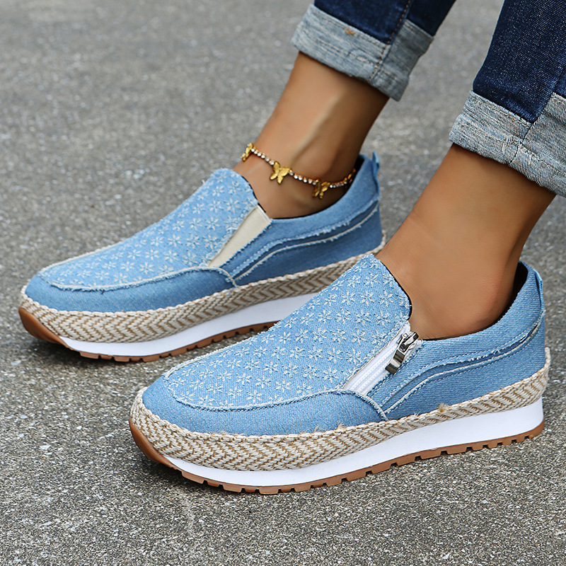 Round Toe Low Top Fashion Casual Side Zipper Flats
