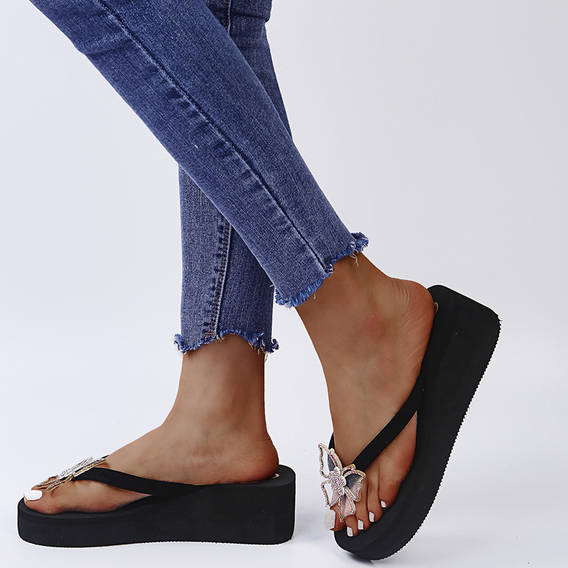 Platform Flip-Flops Butterfly Wedge Beach Sandals