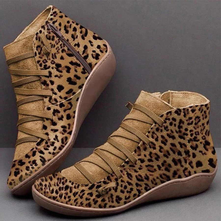 Animal Printed  Round Toe Boots