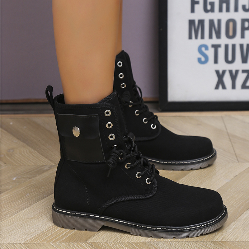 Heavy-soled Breeches Lace-up Side-packed Martin Boot