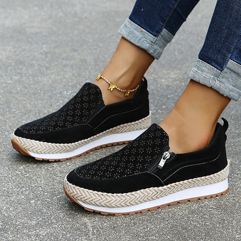 Round Toe Low Top Fashion Casual Side Zipper Flats